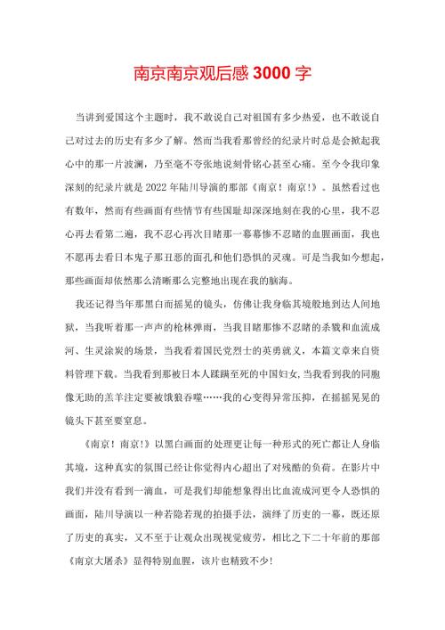 南京南京观后感3000字.docx