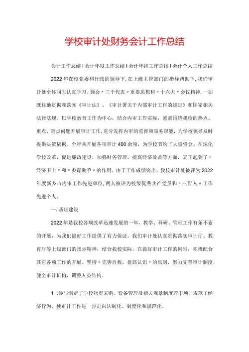 学校审计处财务会计工作总结.docx