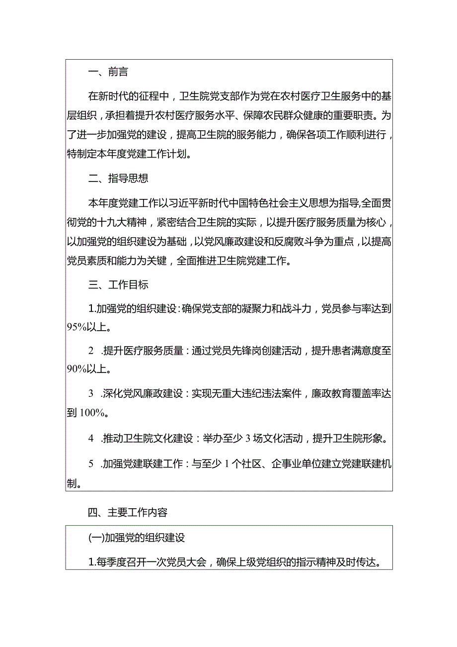 2024医院卫生院党支部党建工作计划（最新版）.docx_第2页