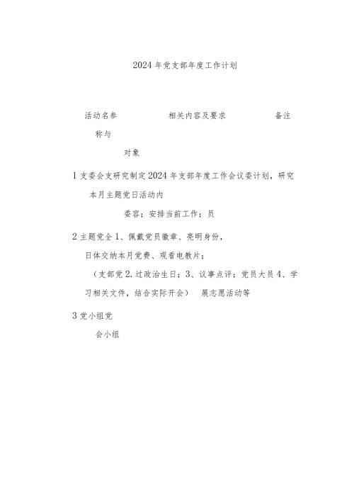 2024年党支部工作计划（表格）.docx