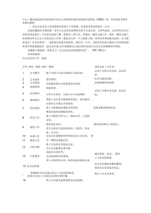 2024电大作业办公室管理形成性考核册作业答案52288.docx