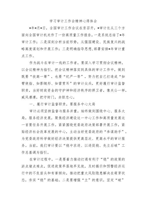 学习审计工作会精神心得体会.docx