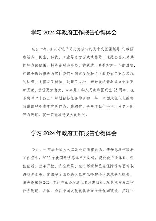 2024两会《政府工作报告》心得体会十五篇.docx
