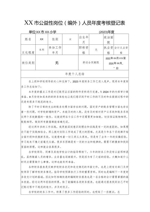 XX小学XX2023人员考核登记表.docx