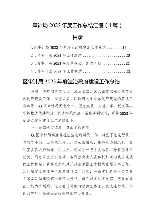 审计局2023工作总结汇编（4篇）.docx