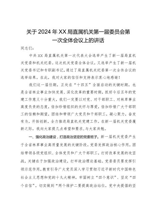 关于2024年局直属机关第一委员会第一次全体会议上的讲话.docx