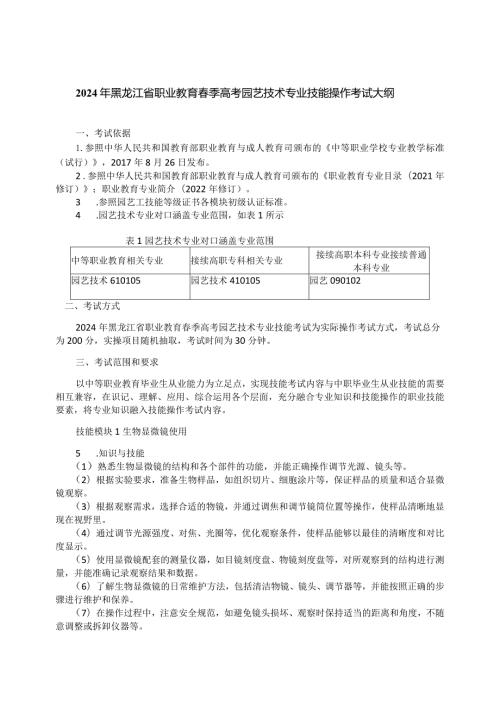 618园艺技术专业技能操作考试大纲.docx
