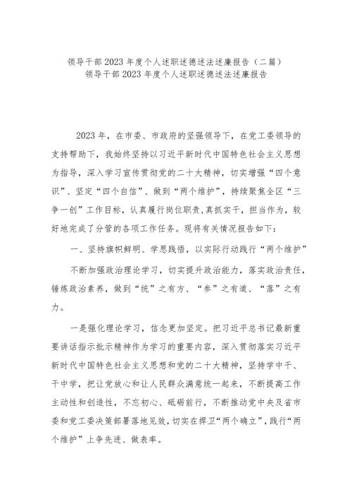 领导干部2023个人述职述德述法述廉报告(二篇).docx