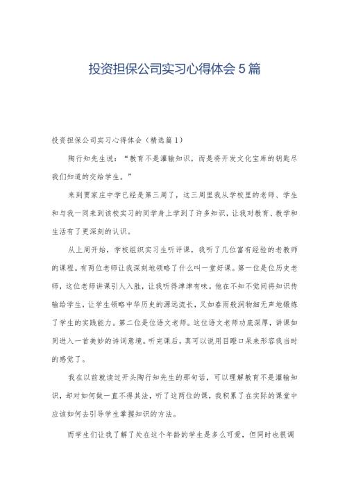 投资担保公司实习心得体会5篇.docx