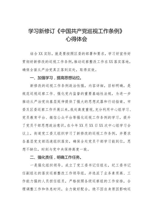 学习贯彻2024新修订中国共产党巡视工作条例心得体会研讨发言材料十八篇.docx