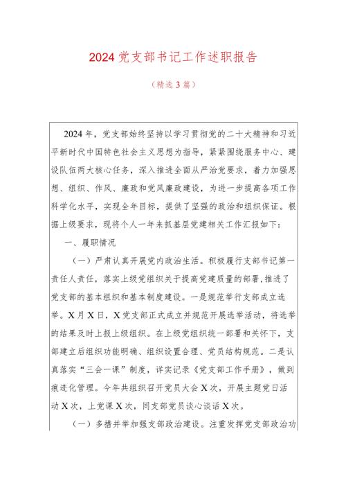 2024党支部书记工作述职报告.docx