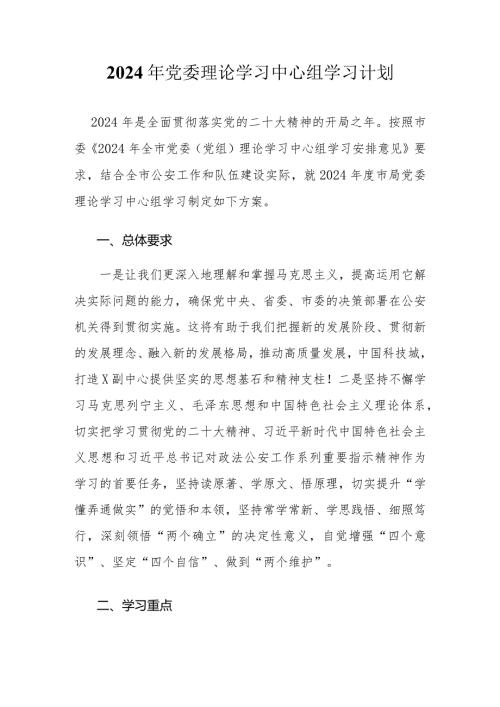 2024年党委理论学习中心组学习计划(1).docx