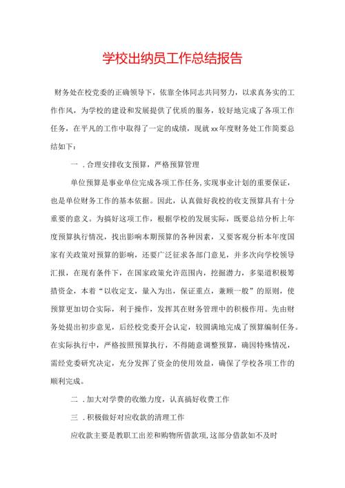 学校出纳员工作总结报告.docx