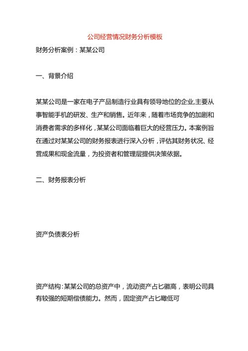 公司经营情况财务分析模板.docx