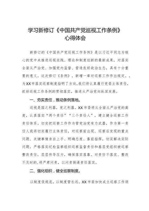 学习2024年新修订中国共产党巡视工作条例的心得体会五篇.docx