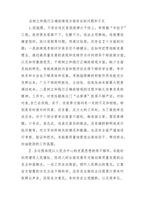 在树立和践行正确政绩观方面存在的问题和不足9篇供参考.docx