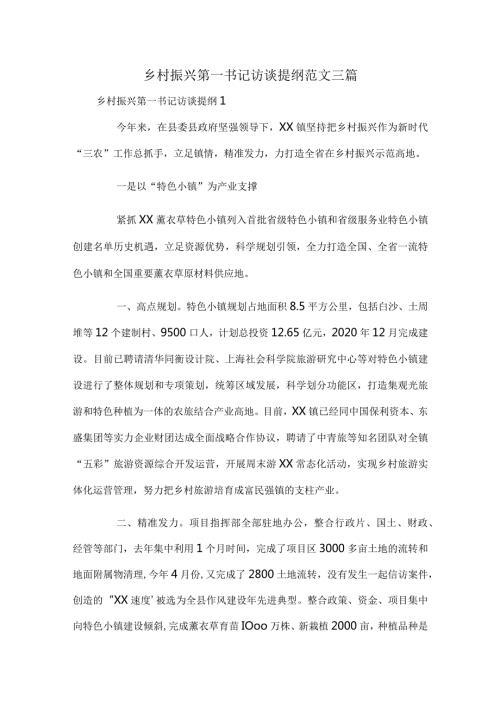 乡村振兴第一书记访谈提纲范文三篇.docx