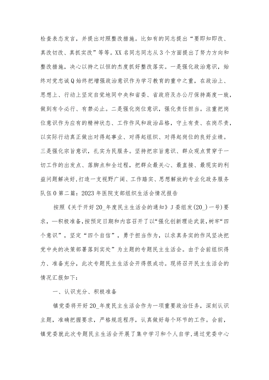 2023年医院支部组织生活会情况报告范文六篇.docx_第3页
