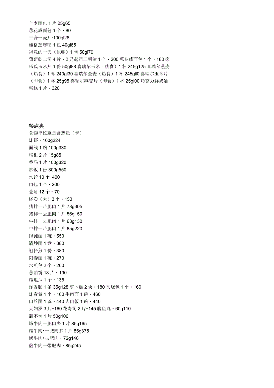 常见食物热量表(三合一版本).docx_第3页