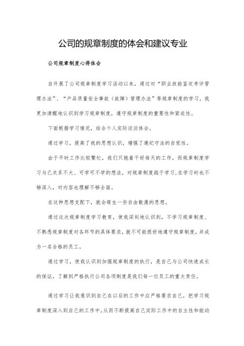公司的规章制度的体会和建议专业.docx