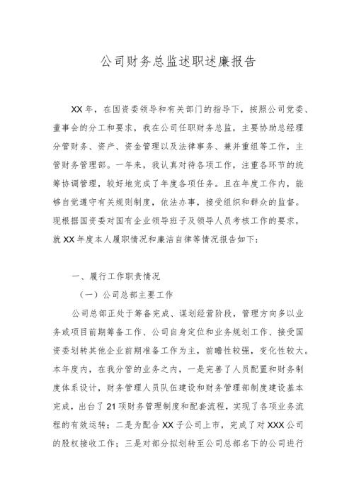 公司财务总监述职述廉报告.docx