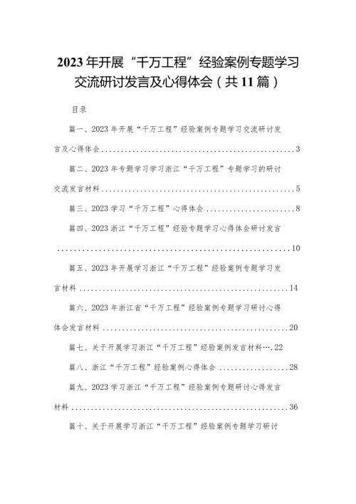（11篇）2023开展“千万工程”经验案例专题学习交流研讨发言及心得体会范文.docx