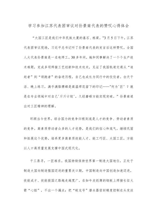 学习参加江苏代表团审议对孙景南代表的赞叹心得体会.docx