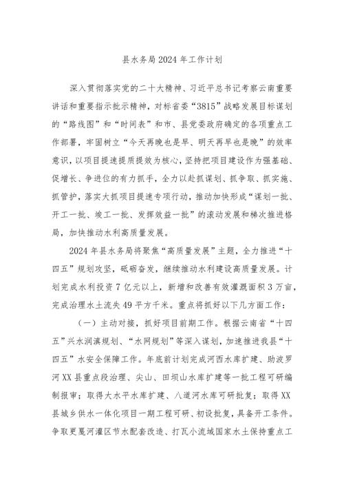县水务局2024年工作计划(1).docx