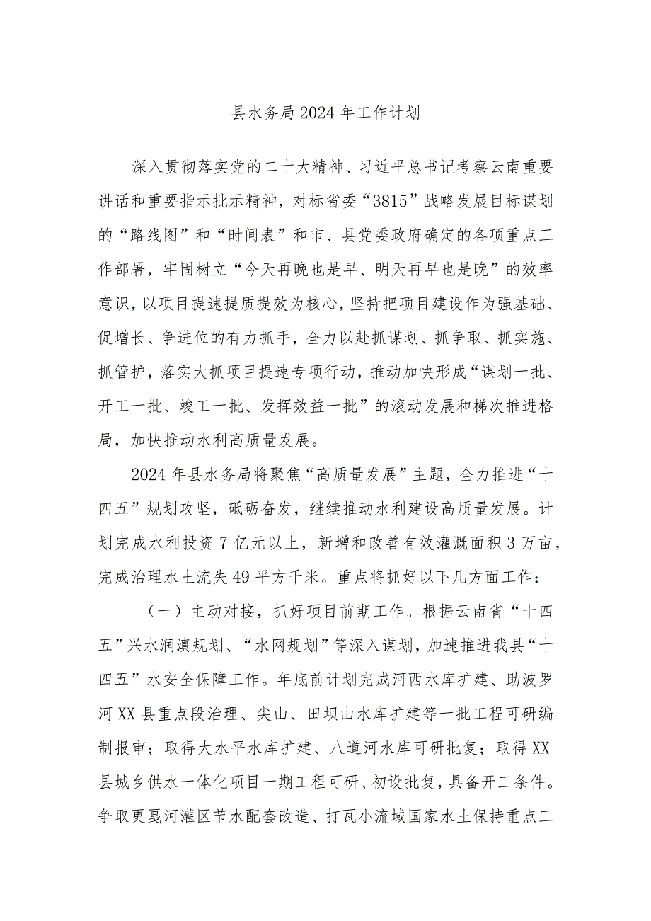 县水务局2024年工作计划(1).docx_第1页