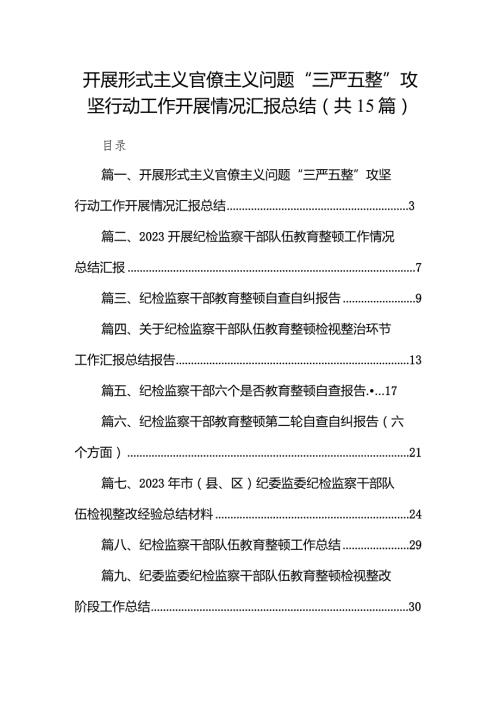 开展形式主义官僚主义问题“三严五整”攻坚行动工作开展情况汇报总结15篇（详细版）.docx