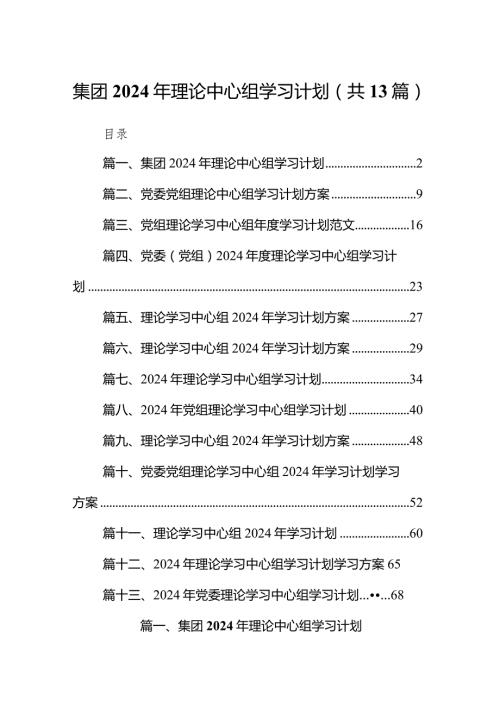 集团2024年理论中心组学习计划13篇（精选版）.docx