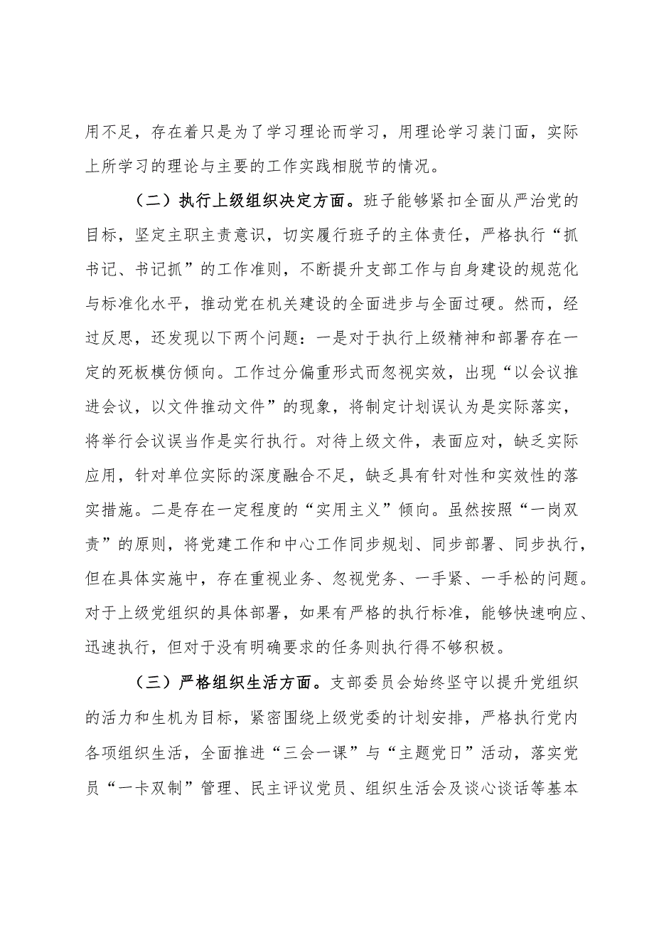2023主题教育组织生活会支部班子发言提纲(2).docx_第2页