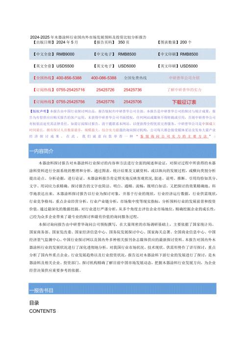20242025年木器涂料行业国内外市场发展预测及投资比较分.docx