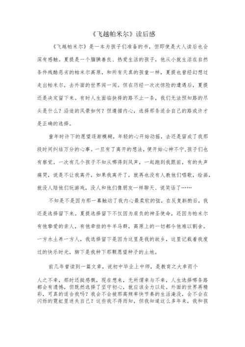 《飞跃帕米尔》读后感.docx