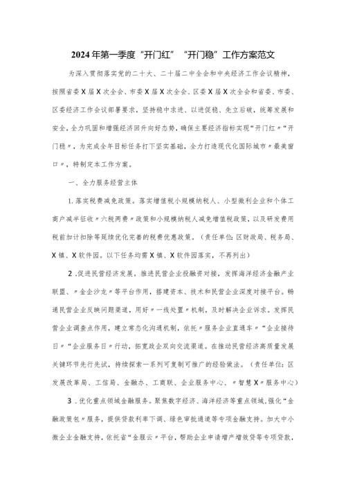 2024年第一季度“开门红”“开门稳”工作方案范文.docx