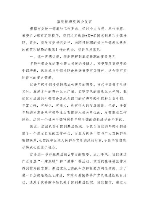 基层挂职欢送会发言.docx