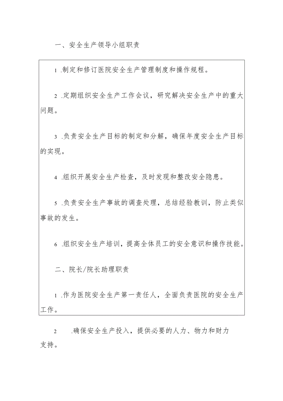 2024年医院卫生院安全生产岗位职责清单（最新版）.docx_第2页