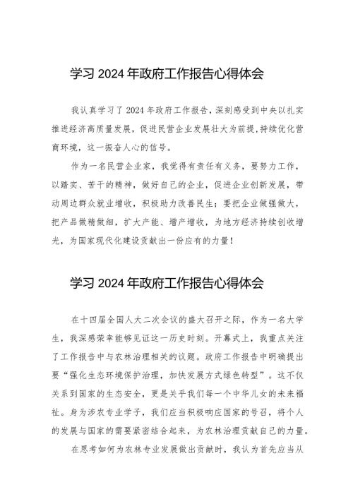 观看全国两会《2024年政府工作报告》的心得感悟范文合集40篇.docx