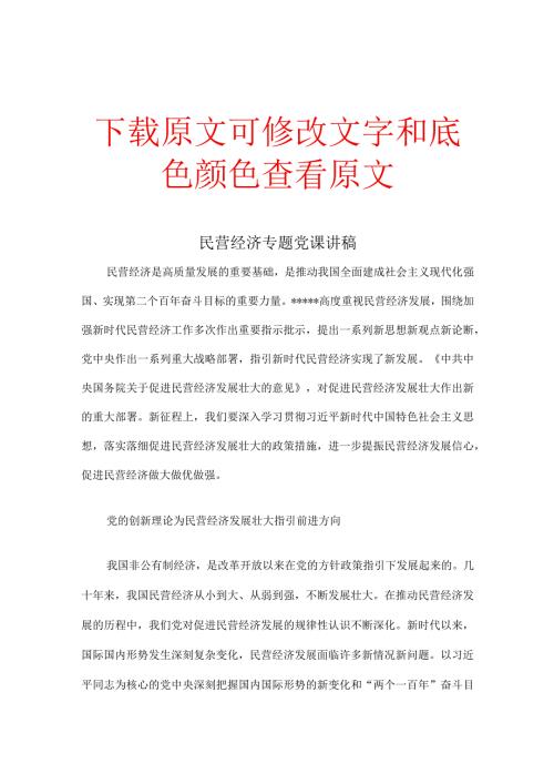 民营经济专题党课讲稿.docx