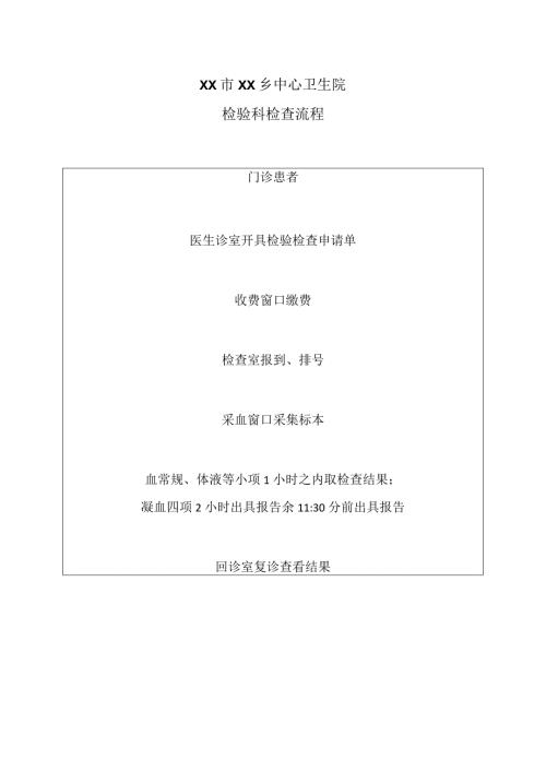 XX市XX乡中心卫生院检验科检查流程（2024年）.docx