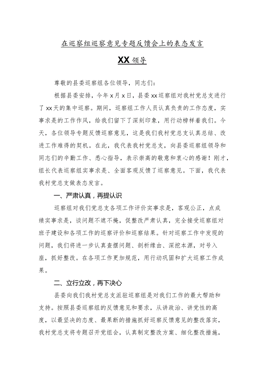 （10篇合集）2024关于在巡视（巡察）整改动员部署会的交流发言提纲.docx_第2页