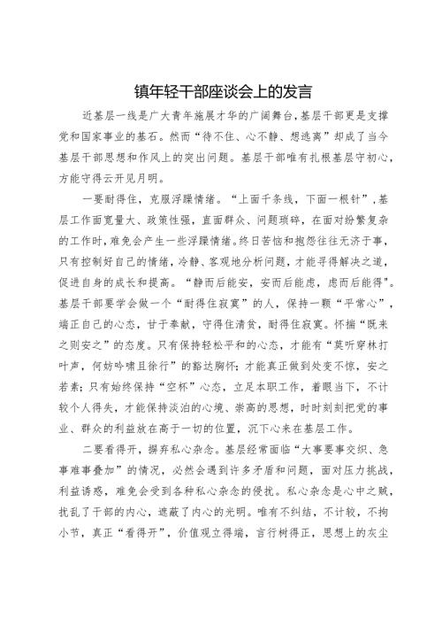 镇年轻干部座谈会上的发言(2).docx
