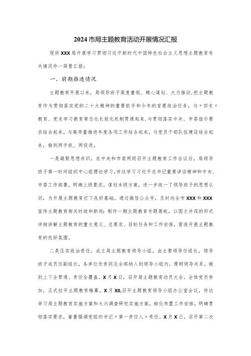 2024市局主题教育活动开展情况汇报.docx