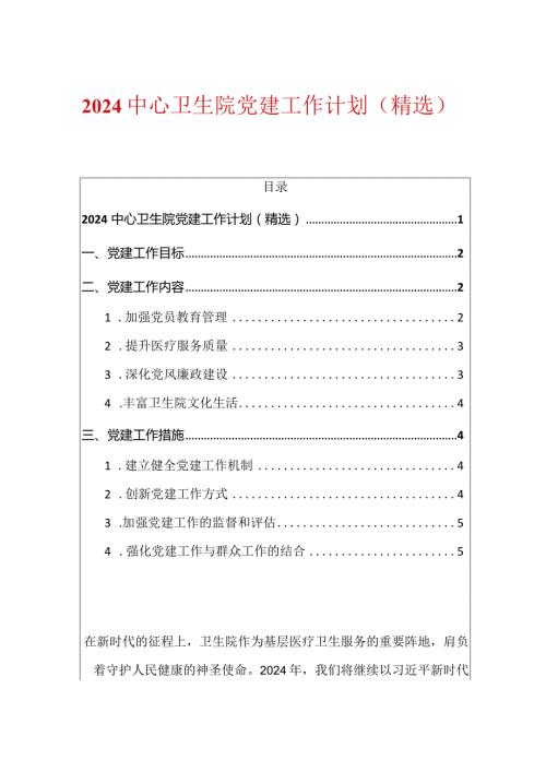 2024中心卫生院党建工作计划（精选）.docx