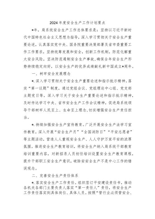 2024安全生产工作计划要点.docx