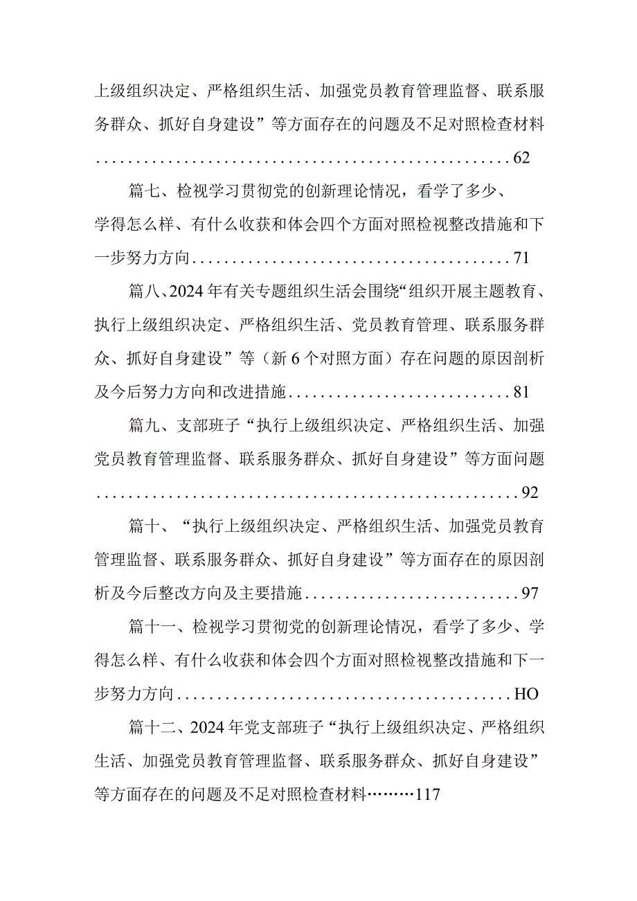 支部班子“执行上级组织决定、严格组织生活、加强党员教育管理监督、联系服务群众、抓好自身建设”等方面问题（参考资料16篇）.docx_第2页