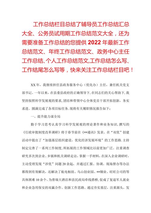 政务中心主任工作总结.docx