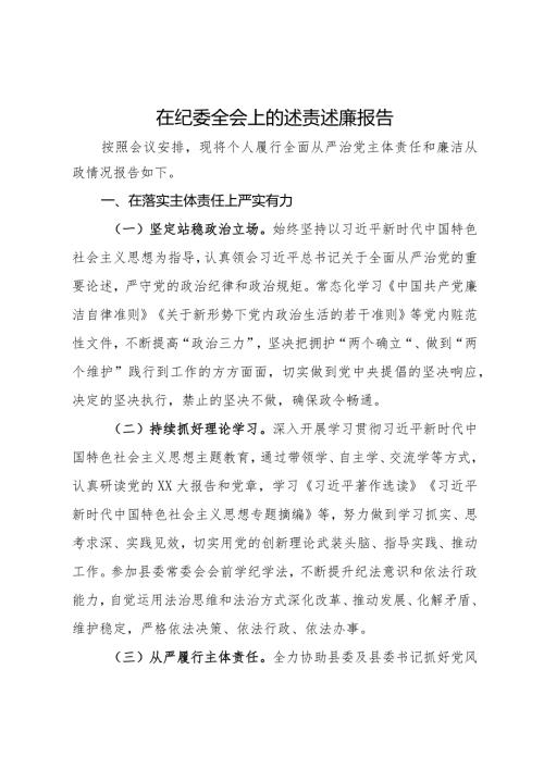 在纪委全会上的述责述廉报告（县委常委、办公室主任）.docx
