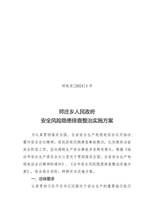 师政发4安全风险隐患排查整治实施方案.docx