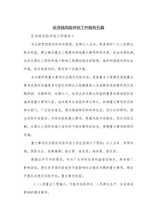 反洗钱风险评估工作报告五篇.docx